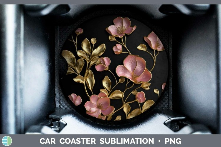 Gorgeous3D Black and Gold Car Coaster design.