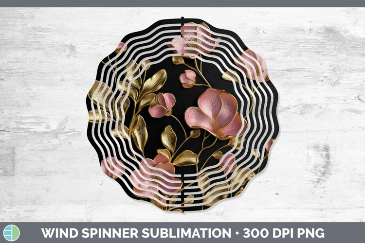 3D Black and Gold Sweet Pea Wind Spinner Sublimation Spinner