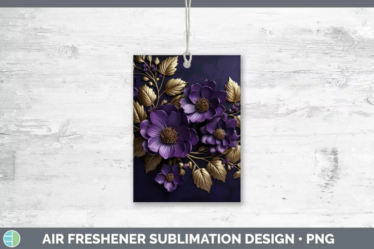 3D Black and Gold Violet Air Freshener Sublimation Car Fresh