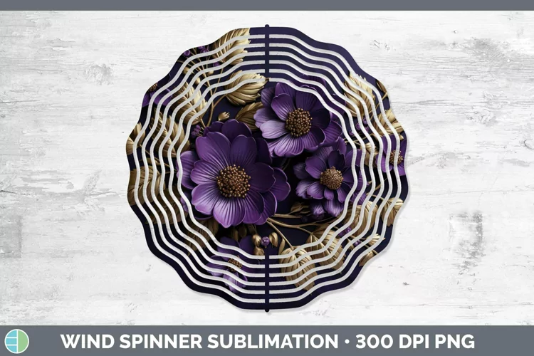 3D Black and Gold Violet Wind Spinner Sublimation Spinner De