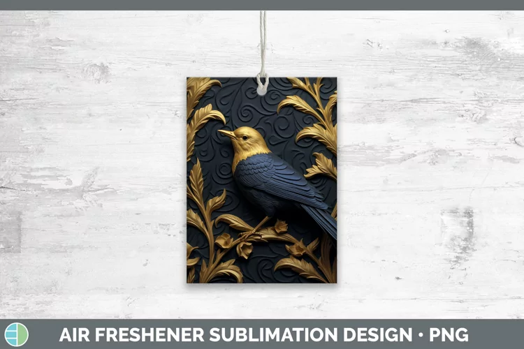 3D Black and Gold Warbler Air Freshener Sublimation Car Fres