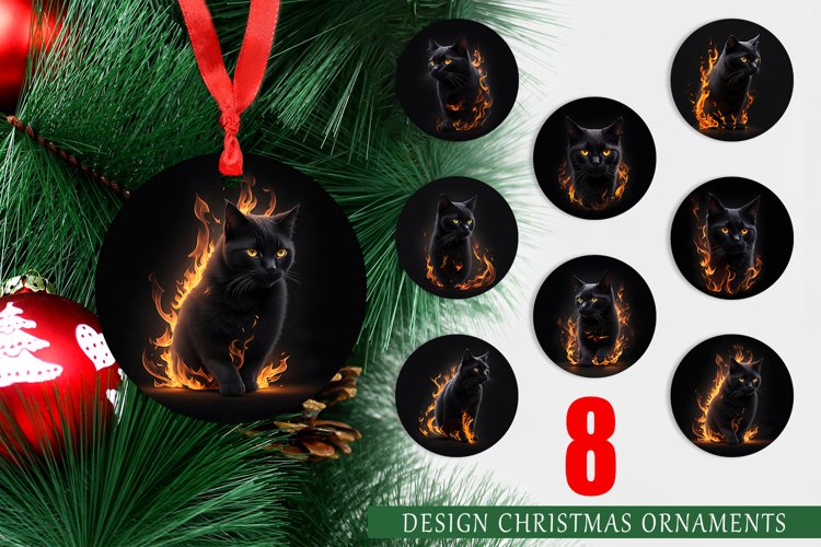 Christmas Ornaments 3D Black Cat Burning example image 1
