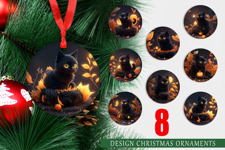 Christmas Ornaments 3D Black Cat Halloween
