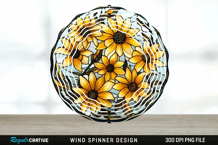 3D Black-eyed Susan Flowers Wind Spinner Sublimation PNG