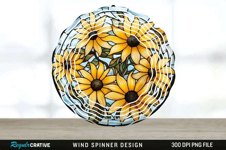 3D Black-eyed Susan Flowers Wind Spinner Sublimation PNG
