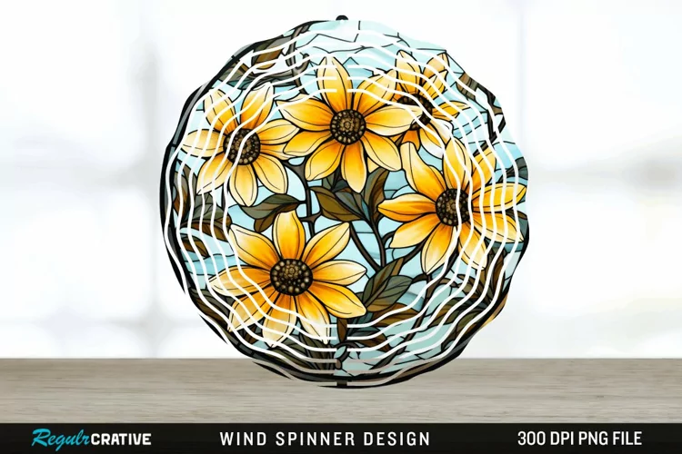 3D Black-eyed Susan Flowers Wind Spinner Sublimation PNG