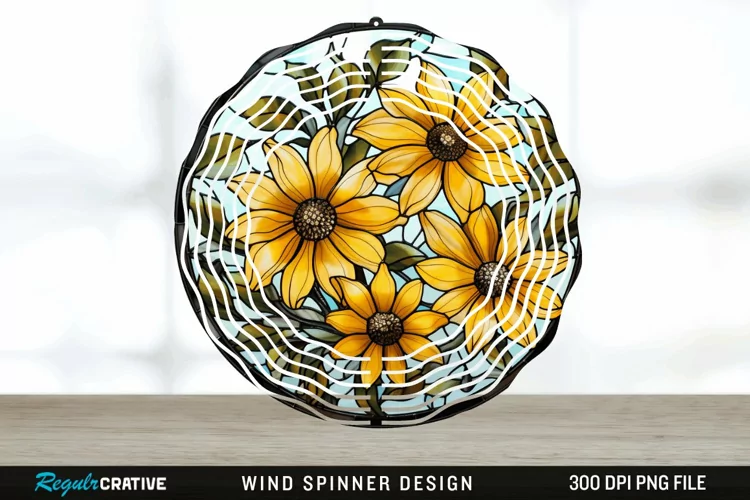 3D Black-eyed Susan Flowers Wind Spinner Sublimation PNG