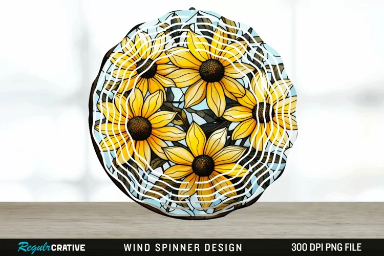 3D Black-eyed Susan Flowers Wind Spinner Sublimation PNG