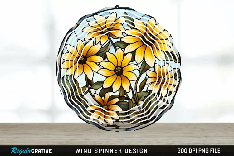 3D Black-eyed Susan Flowers Wind Spinner Sublimation PNG
