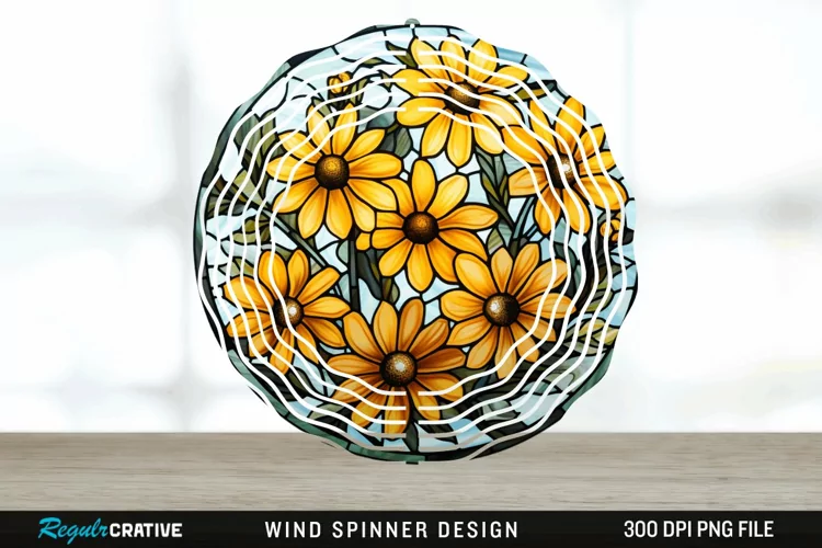 3D Black-eyed Susan Flowers Wind Spinner Sublimation PNG