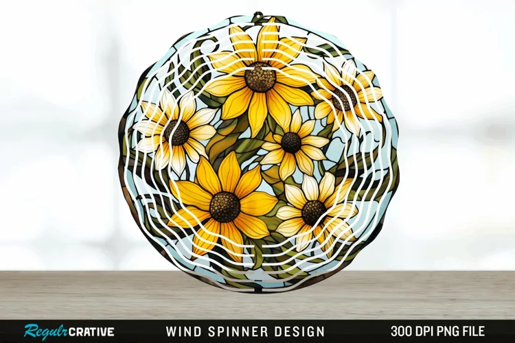 3D Black-eyed Susan Flowers Wind Spinner Sublimation PNG