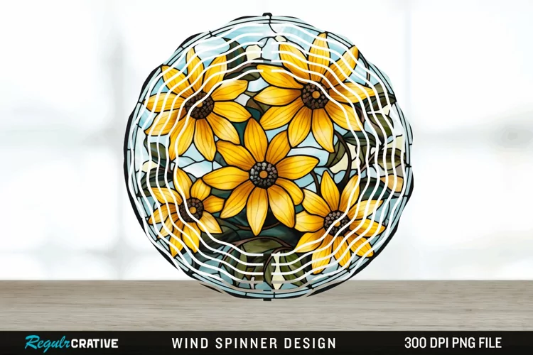 3D Black-eyed Susan Flowers Wind Spinner Sublimation PNG