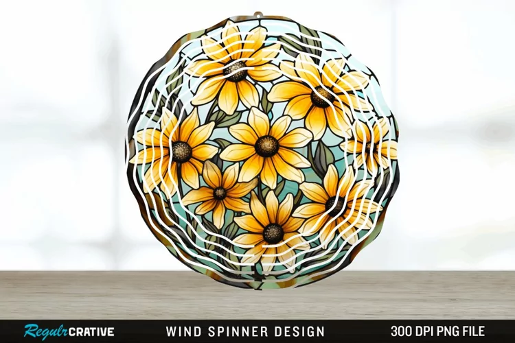 3D Black-eyed Susan Flowers Wind Spinner Sublimation PNG
