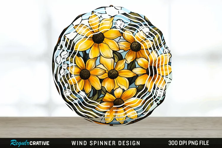 3D Black-eyed Susan Flowers Wind Spinner Sublimation PNG