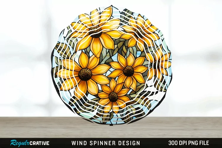 3D Black-eyed Susan Flowers Wind Spinner Sublimation PNG