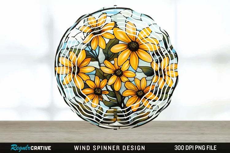 3D Black-eyed Susan Flowers Wind Spinner Sublimation PNG