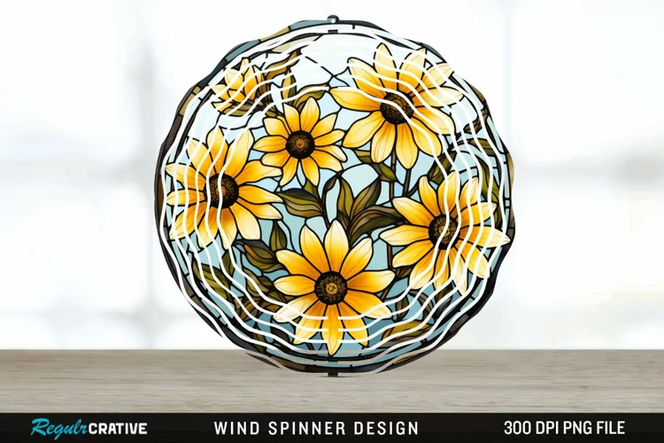3D Black-eyed Susan Flowers Wind Spinner Sublimation PNG