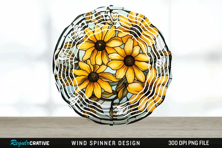3D Black-eyed Susan Flowers Wind Spinner Sublimation PNG