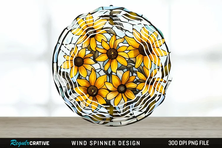3D Black-eyed Susan Flowers Wind Spinner Sublimation PNG