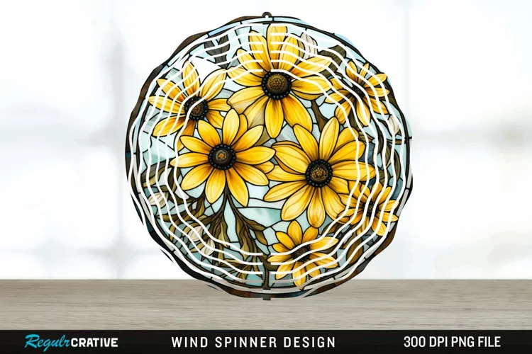 3D Black-eyed Susan Flowers Wind Spinner Sublimation PNG