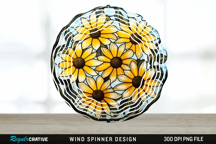 3D Black-eyed Susan Flowers Wind Spinner Sublimation PNG