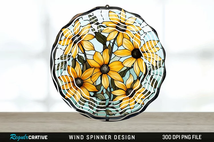 3D Black-eyed Susan Flowers Wind Spinner Sublimation PNG