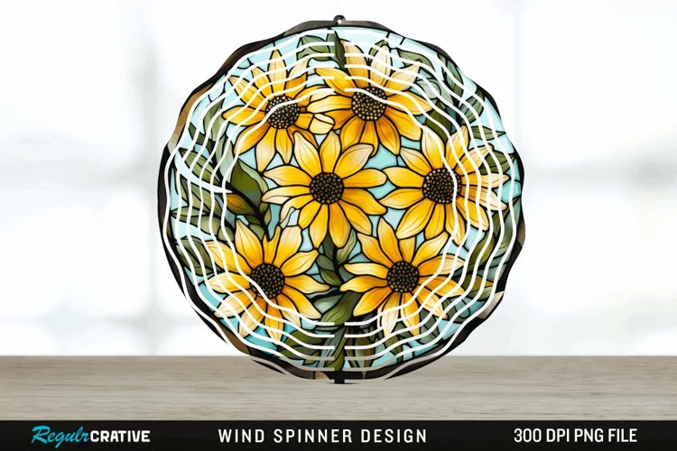 3D Black-eyed Susan Flowers Wind Spinner Sublimation PNG