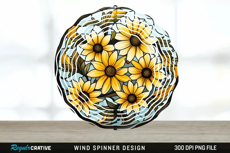 3D Black-eyed Susan Flowers Wind Spinner Sublimation PNG