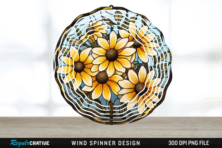 3D Black-eyed Susan Flowers Wind Spinner Sublimation PNG example image 1
