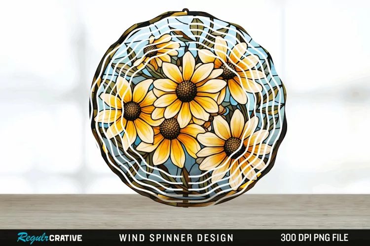 3D Black-eyed Susan Flowers Wind Spinner Sublimation PNG