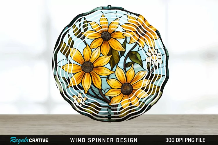 3D Black-eyed Susan Flowers Wind Spinner Sublimation PNG
