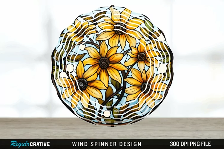 3D Black-eyed Susan Flowers Wind Spinner Sublimation PNG