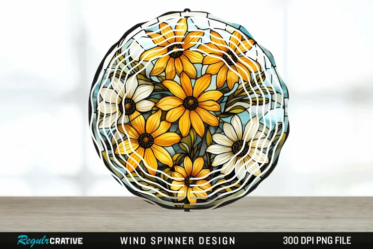 3D Black-eyed Susan Flowers Wind Spinner Sublimation PNG