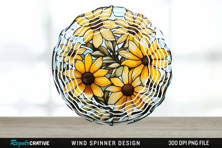 3D Black-eyed Susan Flowers Wind Spinner Sublimation PNG