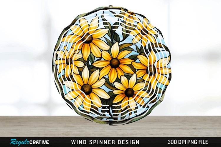 3D Black-eyed Susan Flowers Wind Spinner Sublimation PNG example image 1