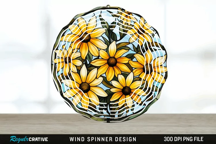 3D Black-eyed Susan Flowers Wind Spinner Sublimation PNG