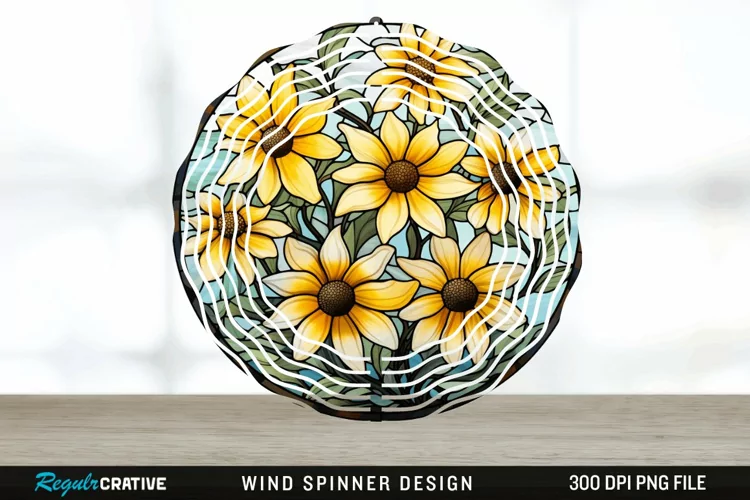 3D Black-eyed Susan Flowers Wind Spinner Sublimation PNG