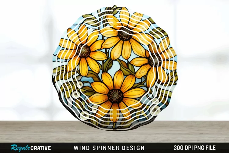 3D Black-eyed Susan Flowers Wind Spinner Sublimation PNG