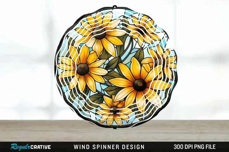 3D Black-eyed Susan Flowers Wind Spinner Sublimation PNG