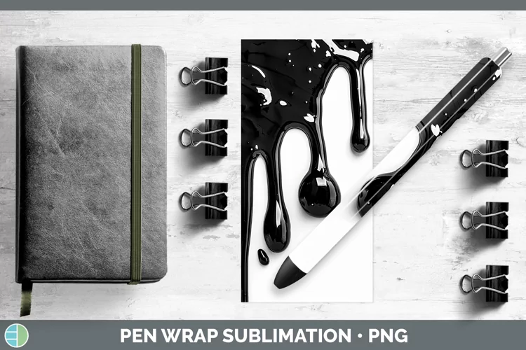 3D Black Slime Pen Wrap Sublimation Epoxy Pen Designs