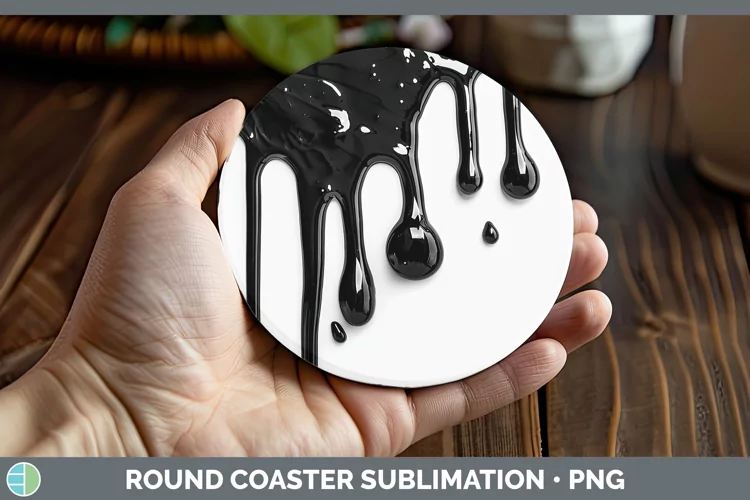 3D Black Slime Round Coaster Sublimation Coaster Designs