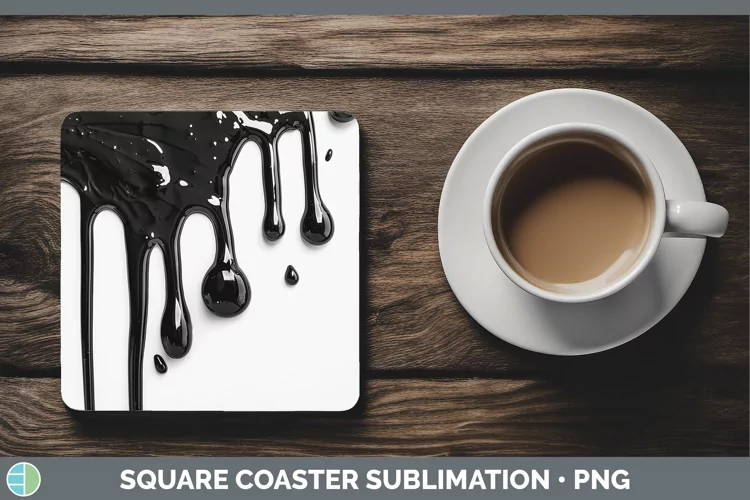 3D Black Slime Square Coaster Sublimation Coaster Designs