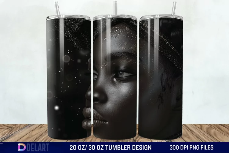 3D Black Women Tumbler Wrap