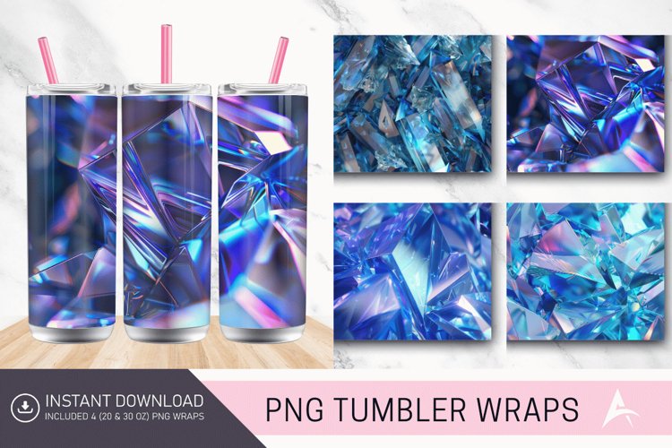 3D Blue Holographic Crystal Tumbler Wrap example image 1