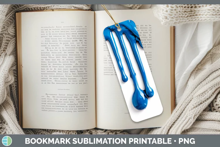 3D Blue Slime Bookmark Sublimation Printable Designs
