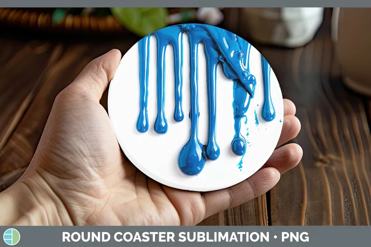 3D Blue Slime Round Coaster Sublimation Coaster Designs