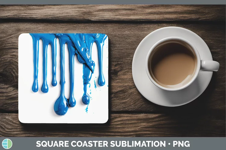 3D Blue Slime Square Coaster Sublimation Coaster Designs