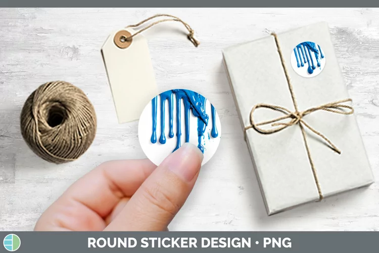 3D Blue Slime Stickers | Round Labels Designs