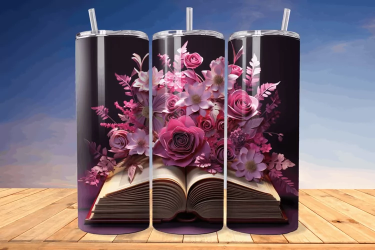 3D Book with Flower 20oz/30oz Skinny Tumbler