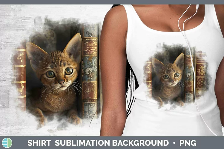 3D Books Abyssinian Cat Shirt Sublimation Sublimation Backgr
